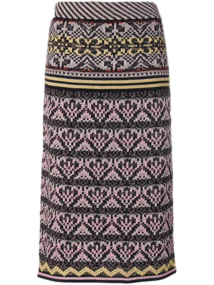 M Missoni Knitted Straight Midi Skirt - Multicolour