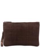 Ermenegildo Zegna Woven-effect Clutch Bag - Brown