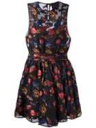 Philipp Plein Car Patches Flared Dress, Women's, Size: Large, Black, Silk/polyester/acetate/polyester