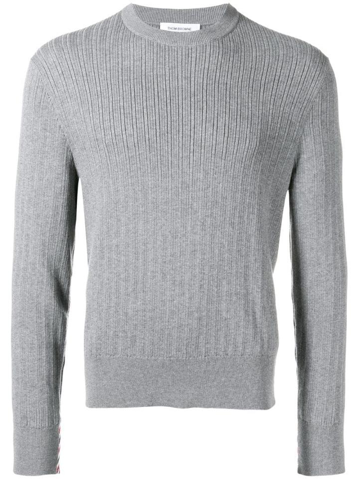Thom Browne Variegated Rib Rwb Airmail Pullover - Grey