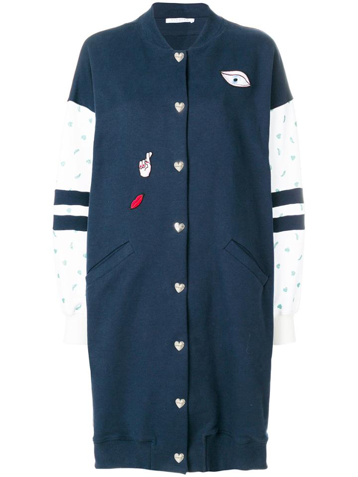 Vivetta Long Embroidered Bomber Coat - Blue