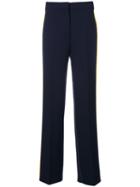 Victoria Victoria Beckham - Side-stripe Trousers - Women - Silk/polyester - 6, Blue, Silk/polyester