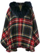 Mr & Mrs Italy Trimmed Plaid Cape - Blue