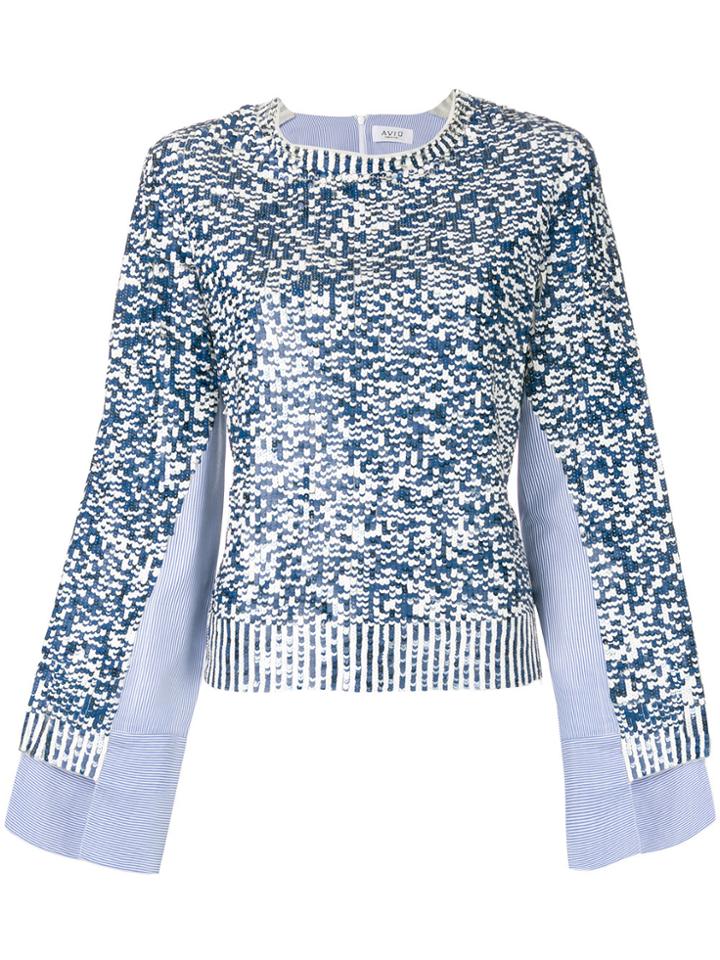 Aviù Sequin Embroidered Top - Blue