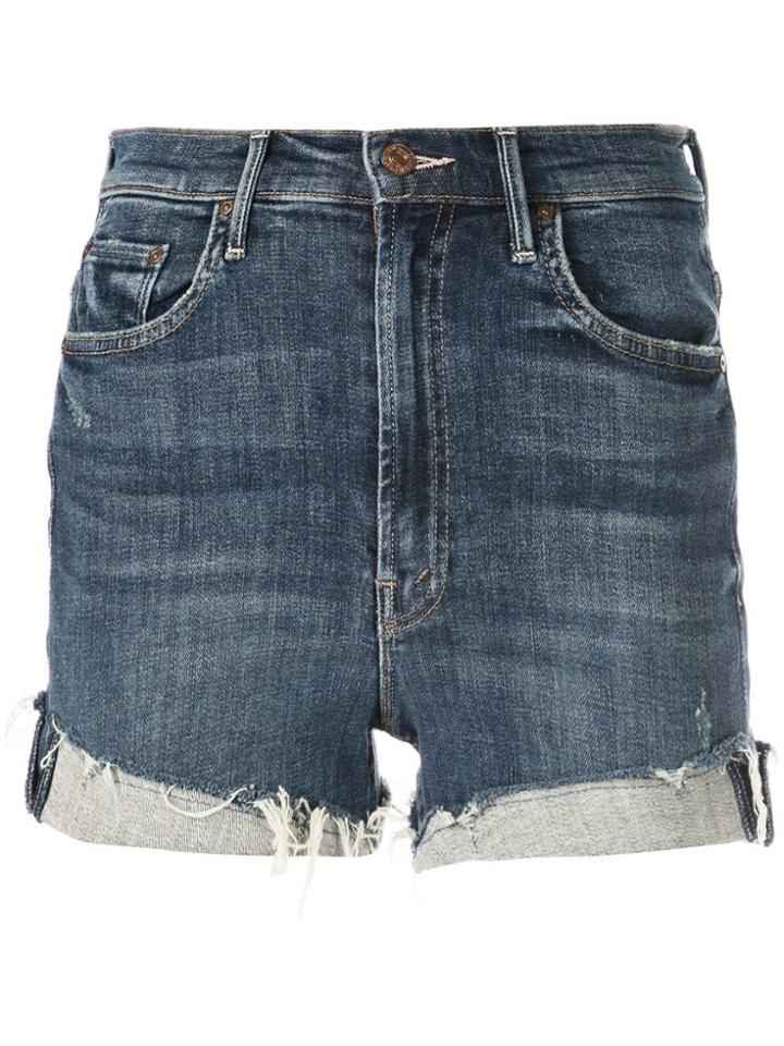 Mother Rolled Hem Shorts - Blue