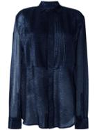 Michel Klein Sheer Ribbed Shirt, Women's, Size: 36, Blue, Silk/lurex