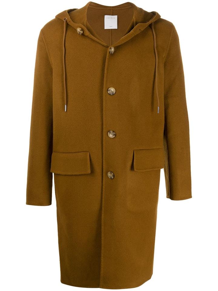 Sandro Paris Single-breasted Hooded Coat - Brown