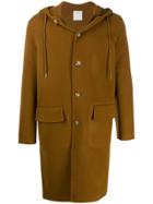 Sandro Paris Single-breasted Hooded Coat - Brown