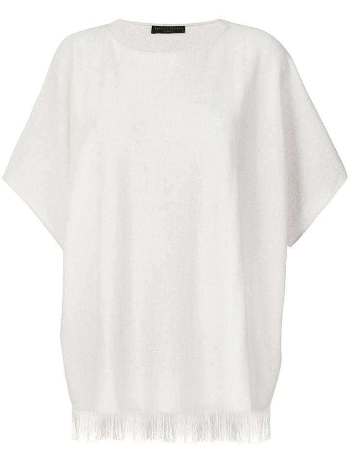 Fabiana Filippi Fringed Half Sleeve Sweater - Nude & Neutrals