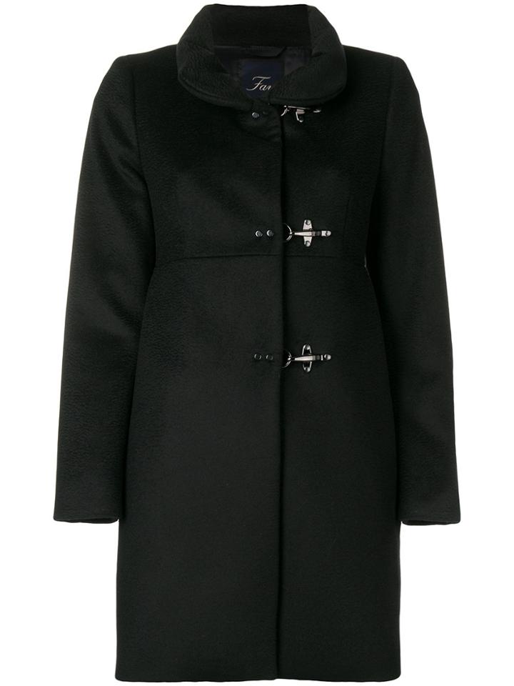Fay Toggle Single Breasted Coat - Black