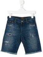 Dolce & Gabbana Kids Distressed Denim Shorts, Toddler Boy's, Size: 3 Yrs, Blue