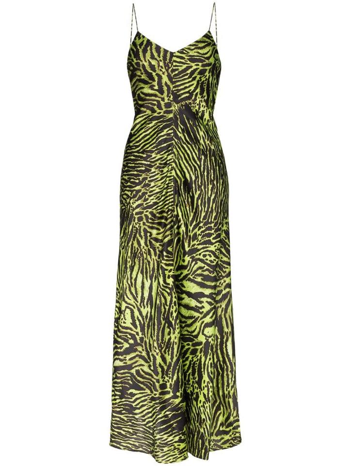 Ganni Tiger Print Maxi Dress - Black