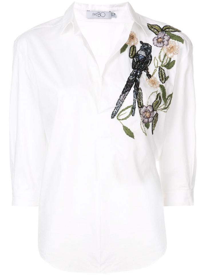 Patbo Embellished Cropped Sleeve Blouse - White