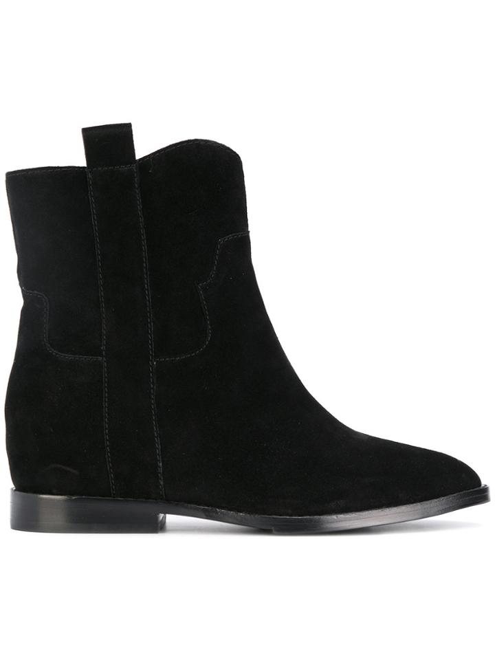 Ash Low Wedge Boots - Black