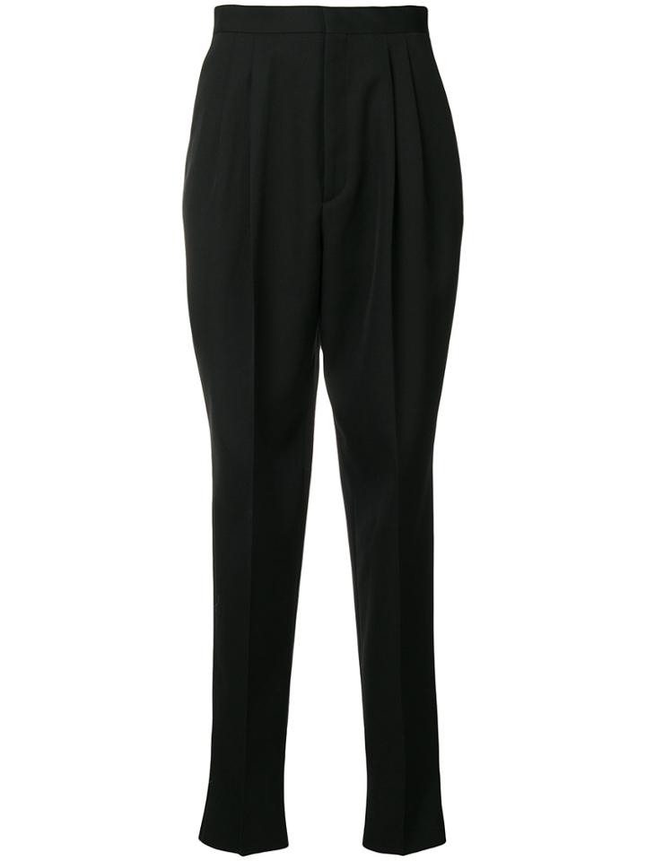 Saint Laurent High Rise Tapered Trousers - Black