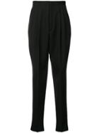 Saint Laurent High Rise Tapered Trousers - Black
