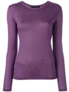 Les Copains Round Neck Longsleeved T-shirt, Women's, Size: 42, Pink/purple, Cashmere/modal