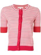 Chinti & Parker Striped Short-sleeve Cardigan - Red