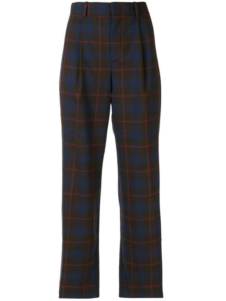 Portspure Checked Tailored Trousers - Blue