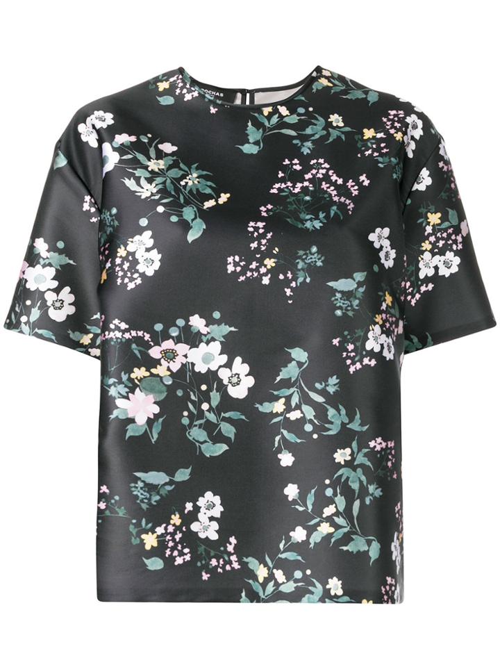 Rochas Floral Loose Fit Blouse - Black