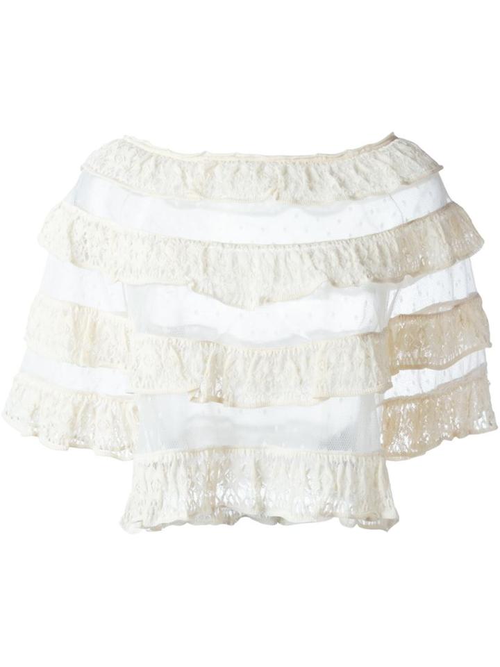 Red Valentino Ruffle Sheer Blouse