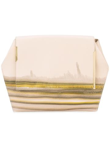 Onesixone - Striped Clutch - Women - Leather - One Size, Pink/purple, Leather