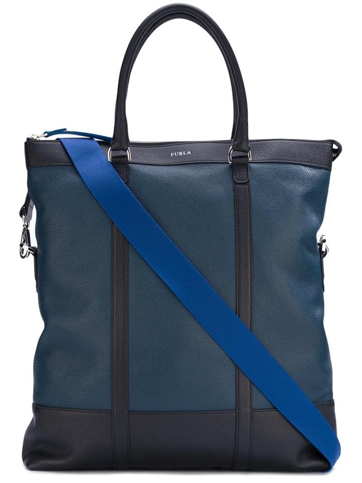Furla 'dorado' Tote Bag, Men's, Blue, Calf Leather