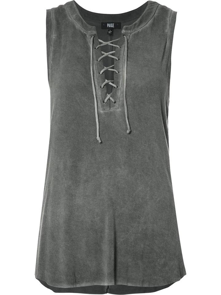 Paige Lace-up Tank, Women's, Size: Large, Black, Rayon/spandex/elastane