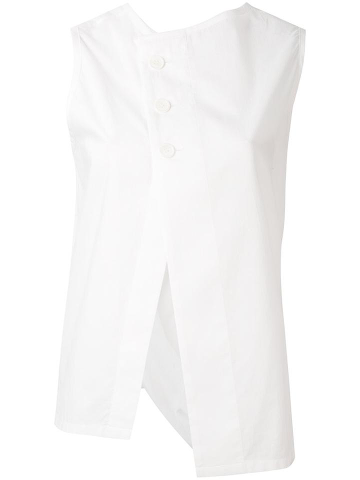 Y's - Asymmetric Buttoned Blouse - Women - Cotton - 2, White, Cotton