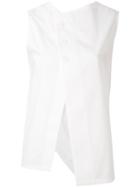 Y's - Asymmetric Buttoned Blouse - Women - Cotton - 2, White, Cotton