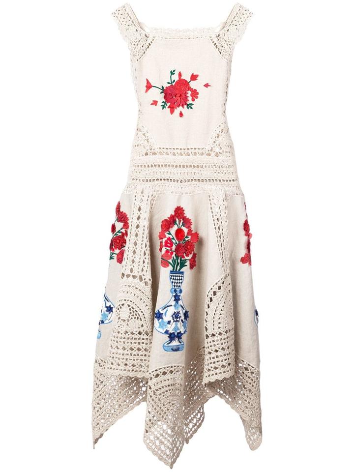 Oscar De La Renta Embroidered Details Dress - Neutrals