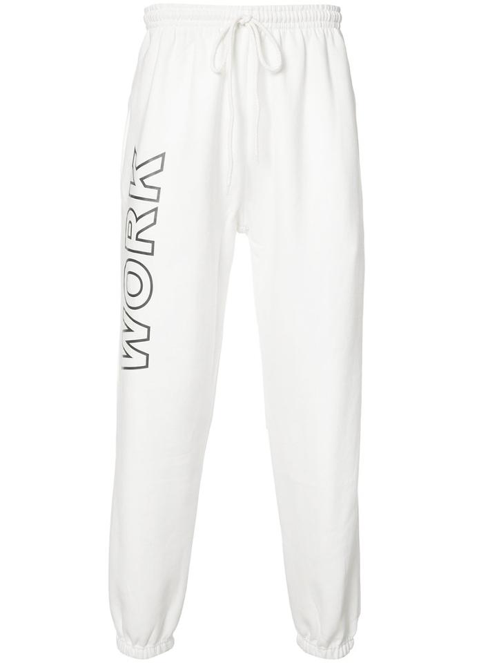 Andrea Crews 'work' Print Sweatpants, Men's, Size: Large, White, Cotton/polyester
