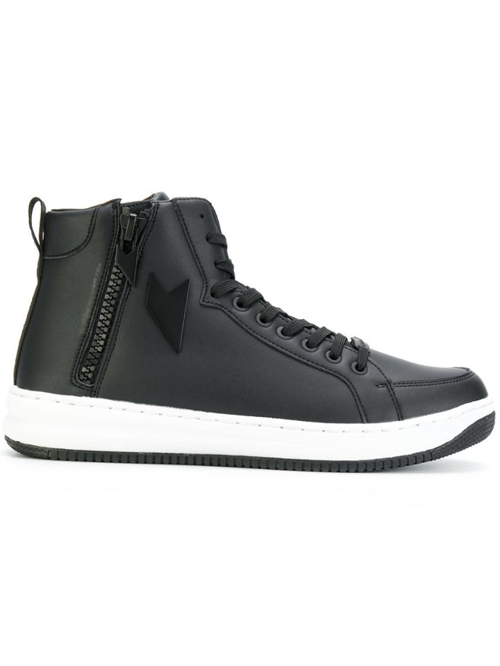Ea7 Emporio Armani Zipped Hi-top Sneakers - Black