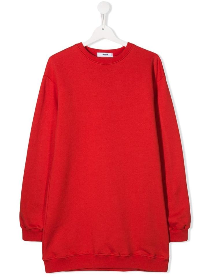 Msgm Kids Fringe Logo Sweat Dress - Red