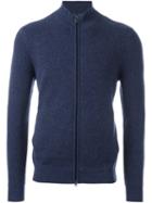 Z Zegna Zipped Cardigan, Men's, Size: Large, Blue, Polyamide/cashmere