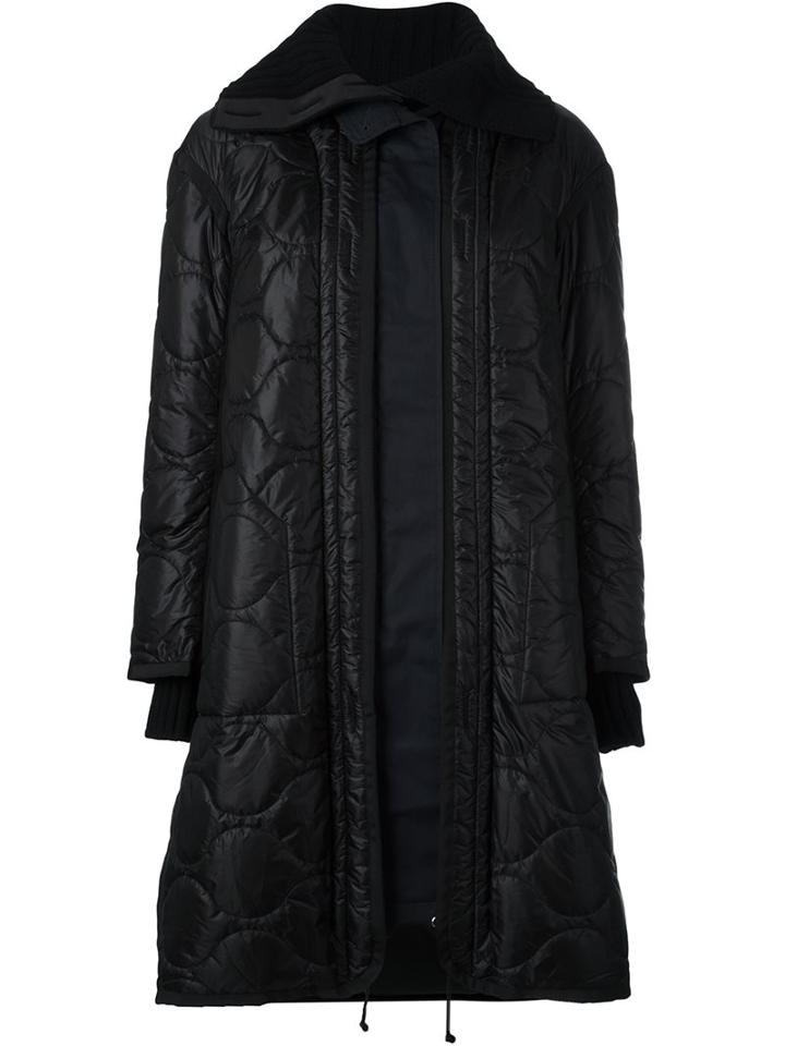 Sacai Quilted Parka, Women's, Size: 2, Black, Feather Down/nylon/wool