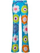 Talbot Runhof Floral Pleated Trousers - Blue