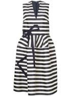 Delpozo Bow Appliqué Striped Dress - Blue