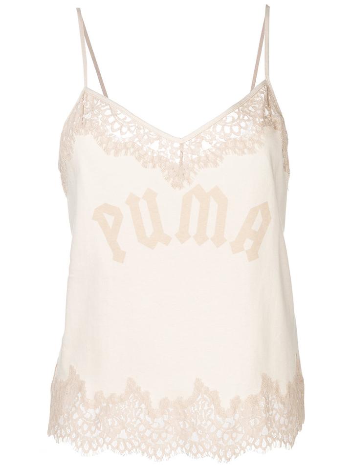 Puma - Lace Trim Top - Women - Cotton - Xs, Pink/purple, Cotton