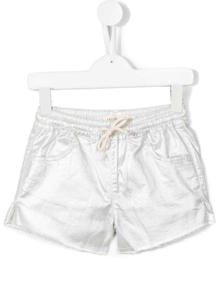 Andorine Silver Raw Edge Mini Shorts, Toddler Girl's, Size: 4 Yrs, Grey