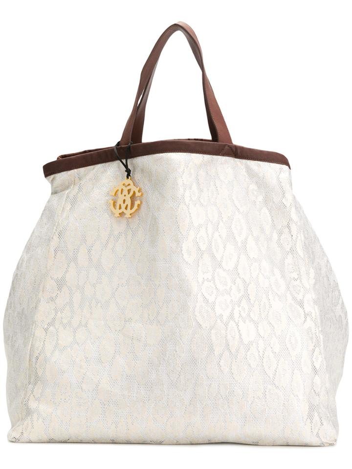 Roberto Cavalli Reversible Snakeskin Print Beach Bag - Metallic