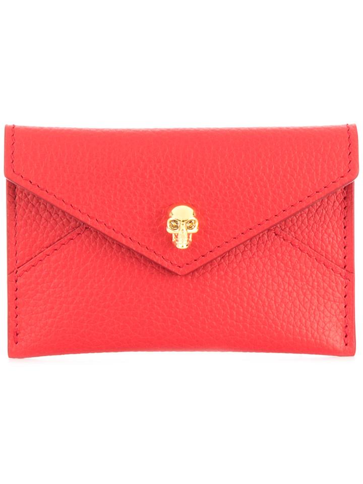 Alexander Mcqueen Skull Flap Cardholder - Red
