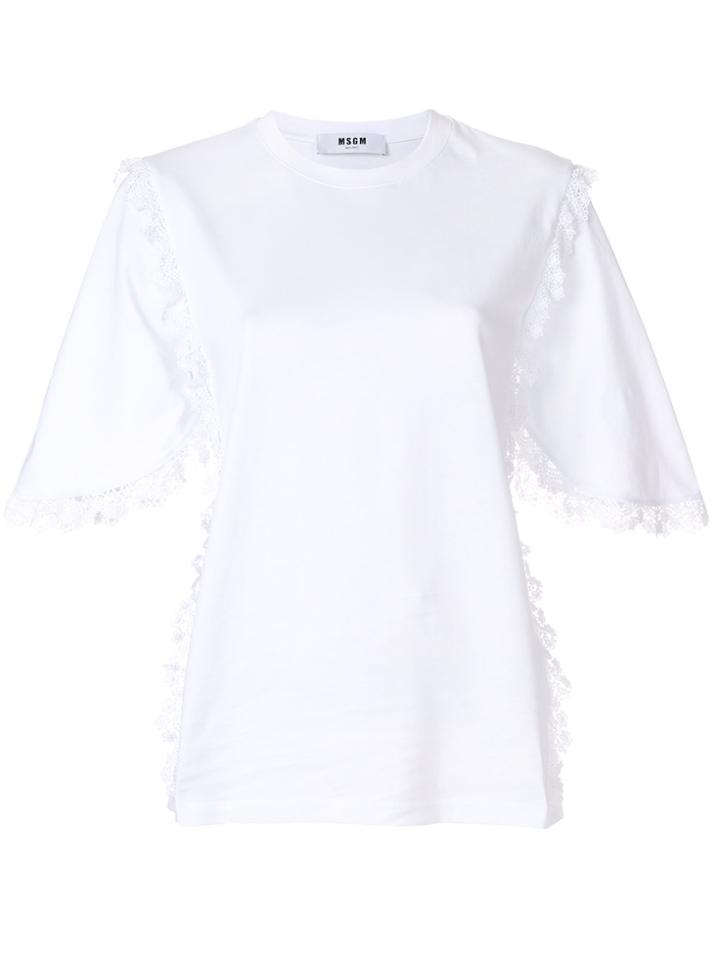 Msgm Lace Trim T-shirt - White