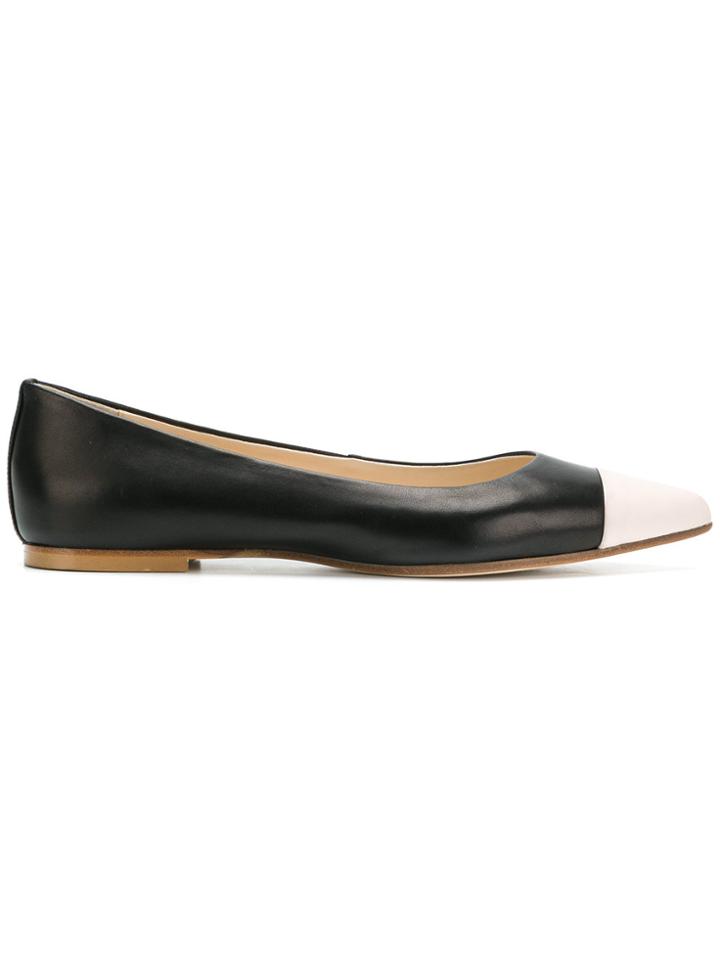 Anna Baiguera Pointed Contrast Toe Ballerina Shoes - Black
