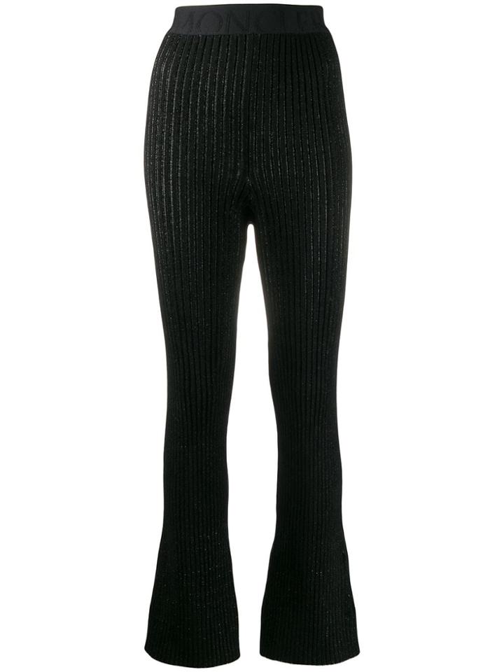 Moncler Metallic Threading Knitted Trousers - Black