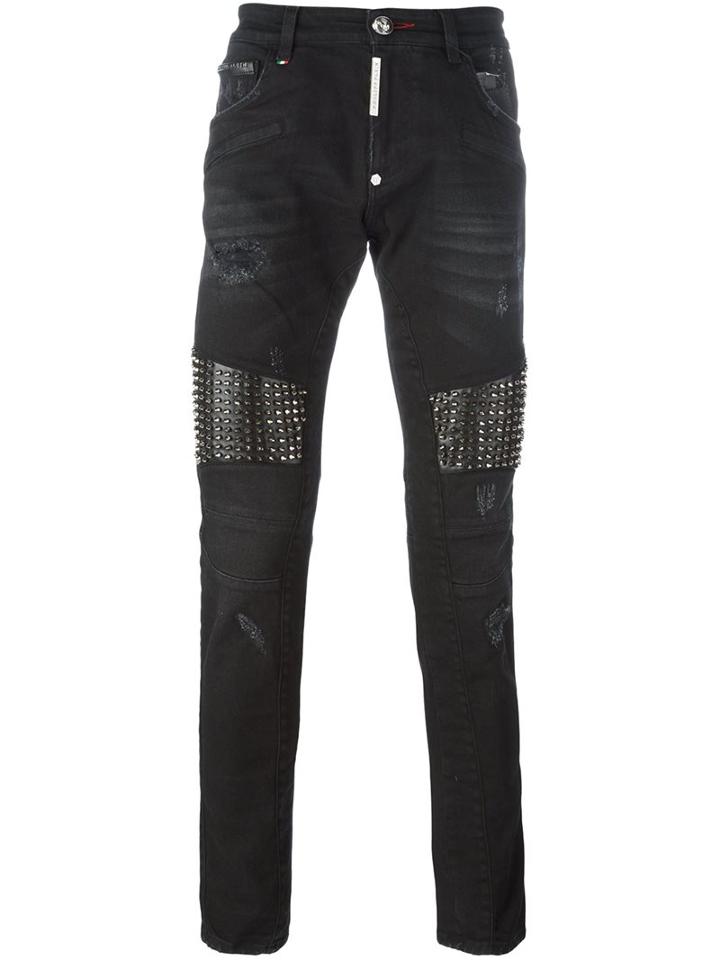 Philipp Plein 'slow Motion' Skinny Jeans, Men's, Size: 33, Black, Cotton/spandex/elastane