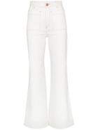See By Chloé Contrasted Stitch Flared Stretch Denim Jeans - White