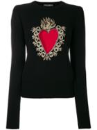 Dolce & Gabbana Heart Puff Sleeve Sweater - Black