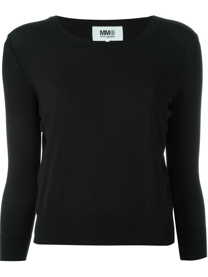 Mm6 Maison Margiela Open Back Jumper, Women's, Size: Small, Black, Viscose/polyester