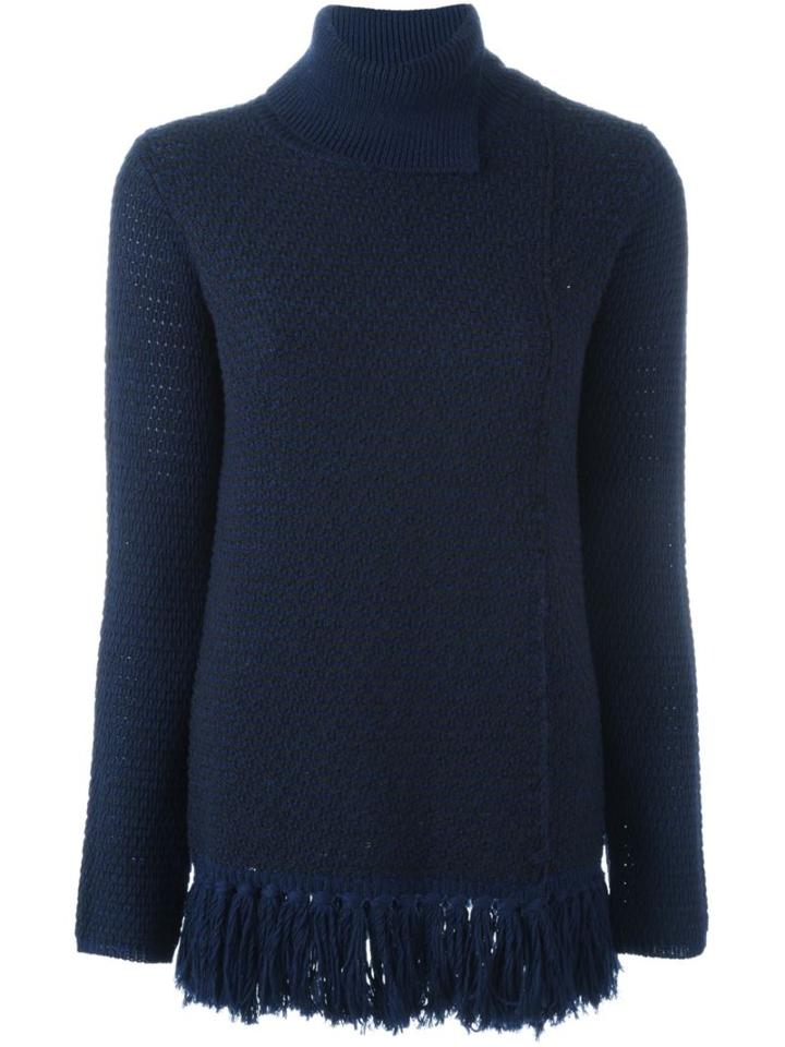 Proenza Schouler Tasselled Hem Wrap Jumper, Women's, Size: Xs, Blue, Cotton/nylon/wool